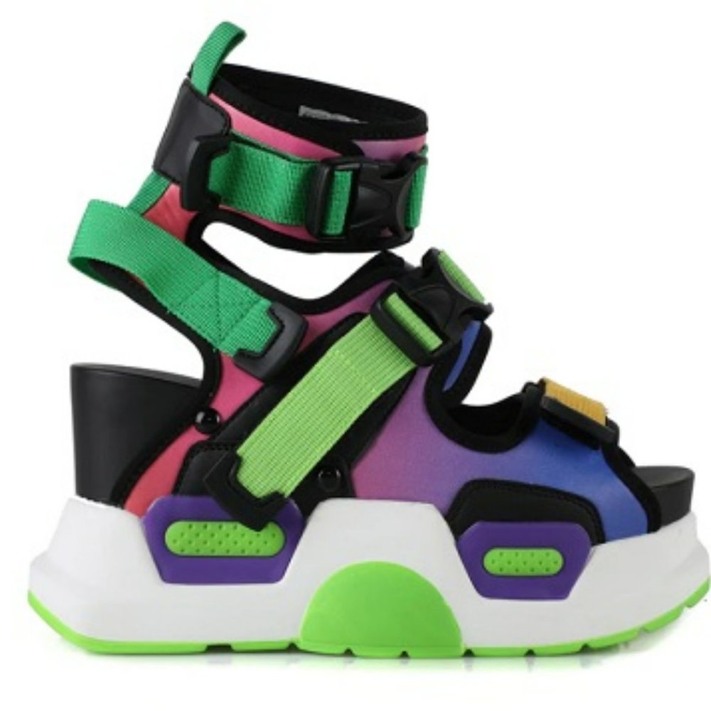 Anthony Wang Mulberry-03 Multi Color Platform Sandals